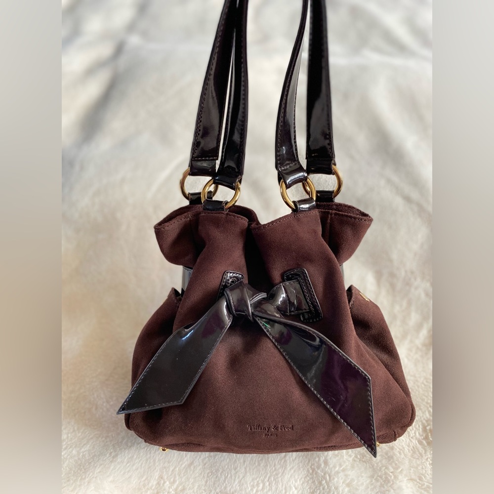 Tiffany & Fred Paris brown suede and leather handbag | purse | luxury | autumn